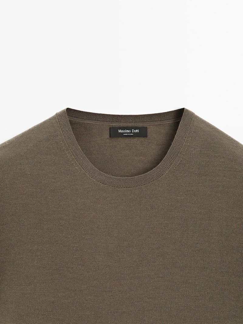 Short sleeve knit wool blend T-shirt