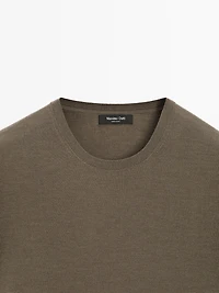 Short sleeve knit wool blend T-shirt