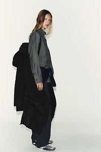 EXTRA LONG WATER REPELLENT WINDPROOF HOODED DOWN COAT