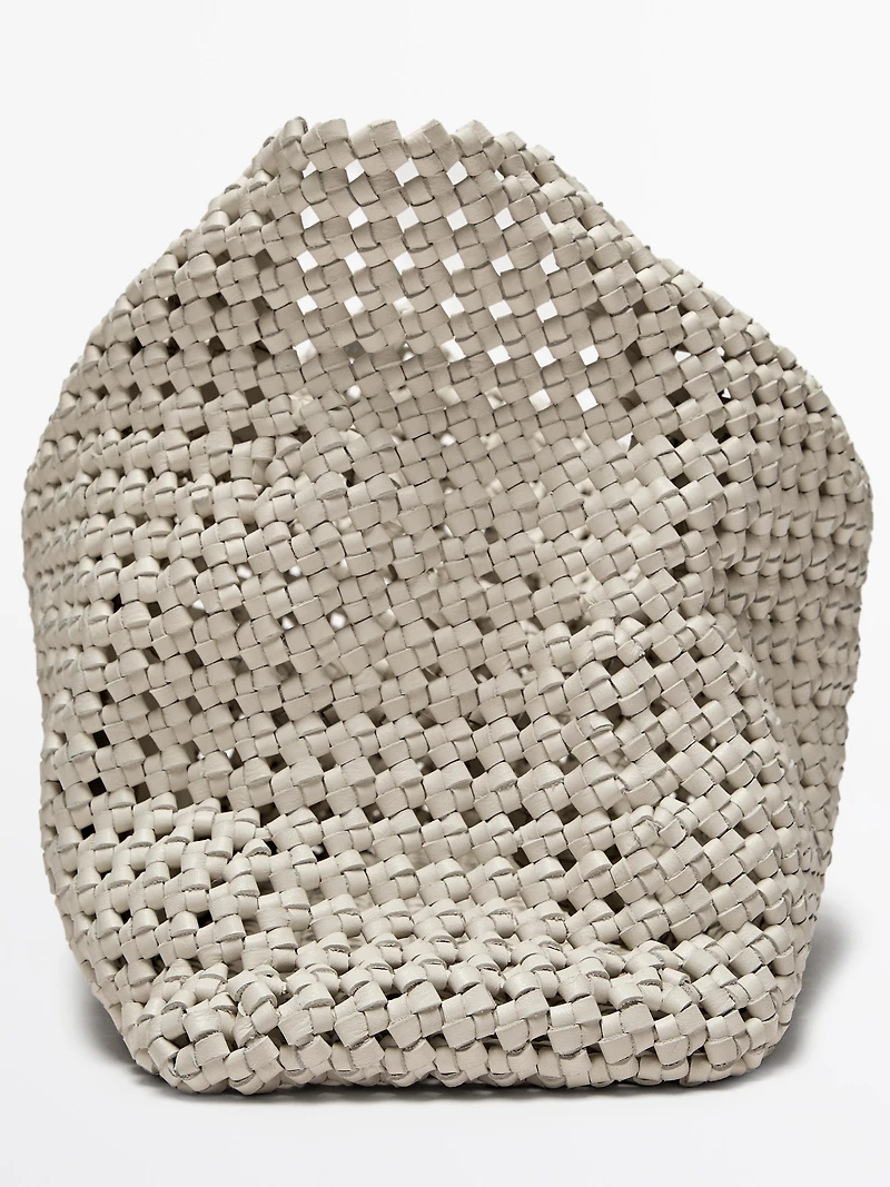 Sac cabas tressé en cuir nappa