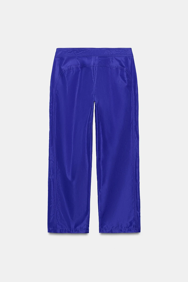NYLON CROPPED DRAWSTRING PANTS