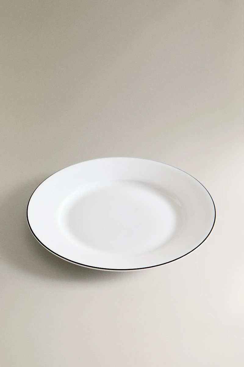 BONE CHINA SIDE PLATE WITH BLACK RIM