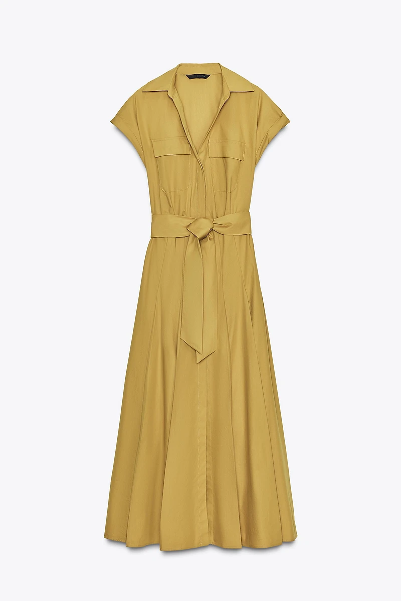POPLIN MIDI DRESS