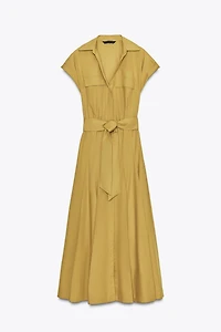 POPLIN MIDI DRESS
