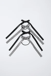 FOUR-PACK OF GINGHAM BOW HAIR TIES