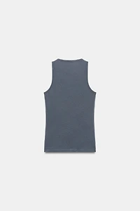 LINEN BLEND BUTTON-FRONT TOP