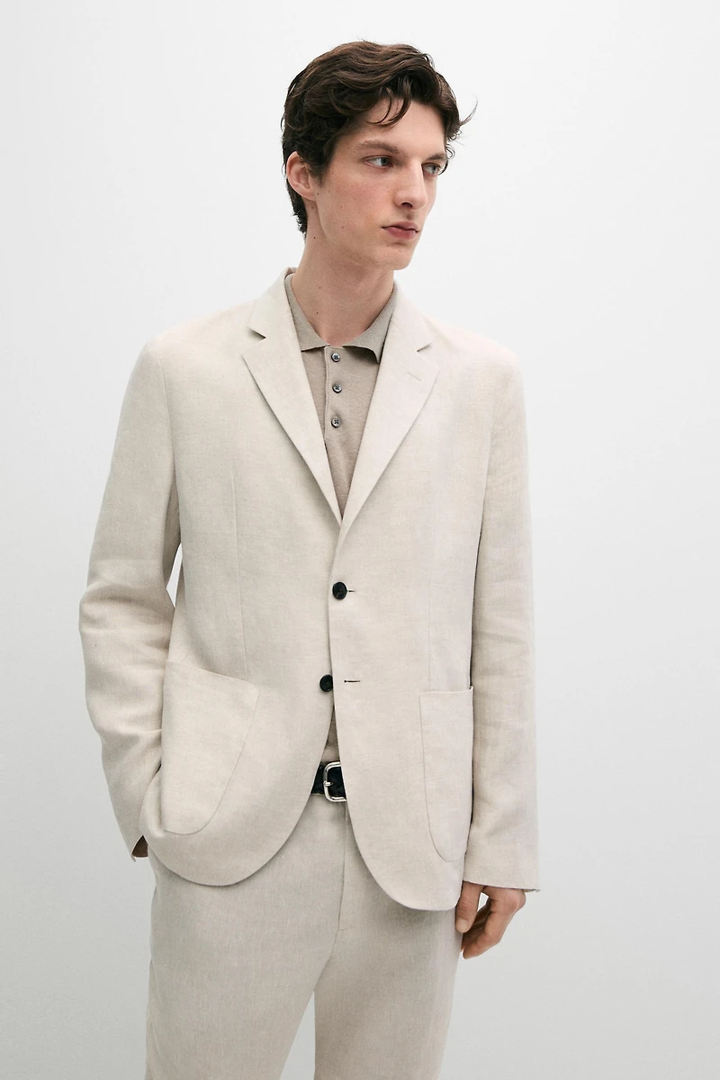 Veste de costume 100 % lin avec poches