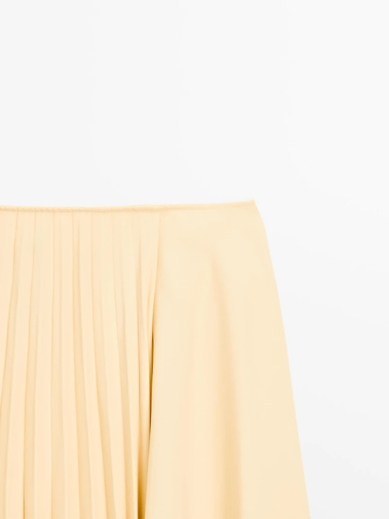 Denim midi skirt with plank detail