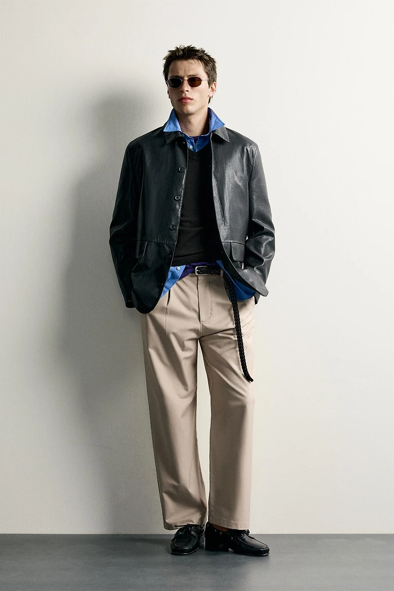 STRAIGHT FIT PLEATED PANTS