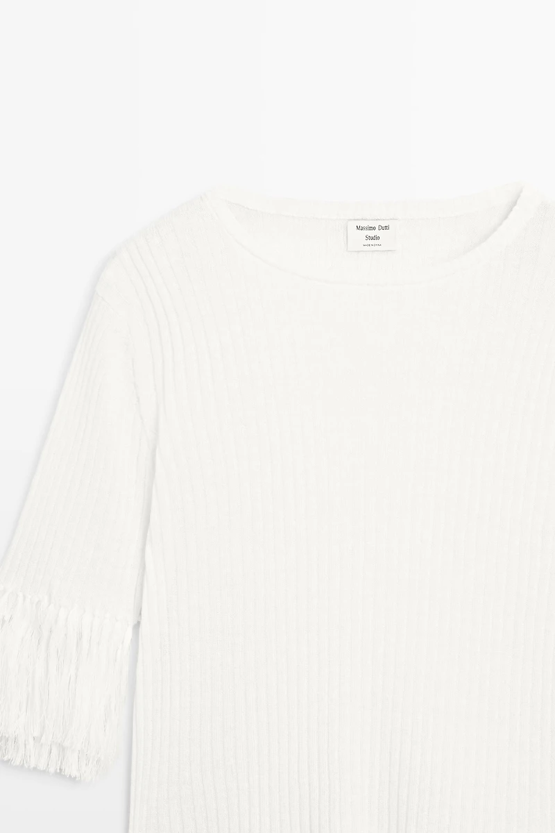 Fringe detail knit sweater - STUDIO
