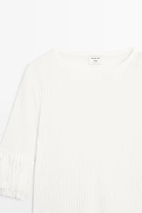 Fringe detail knit sweater - STUDIO