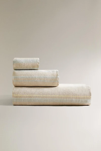 SERVIETTE DE BAIN LIN RAYURES