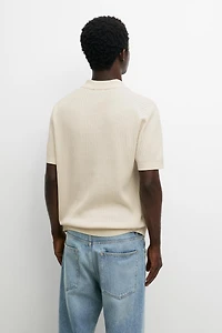 100% cotton ribbed knit polo sweater
