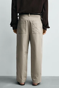RELAXED FIT COTTON - LINEN PANTS