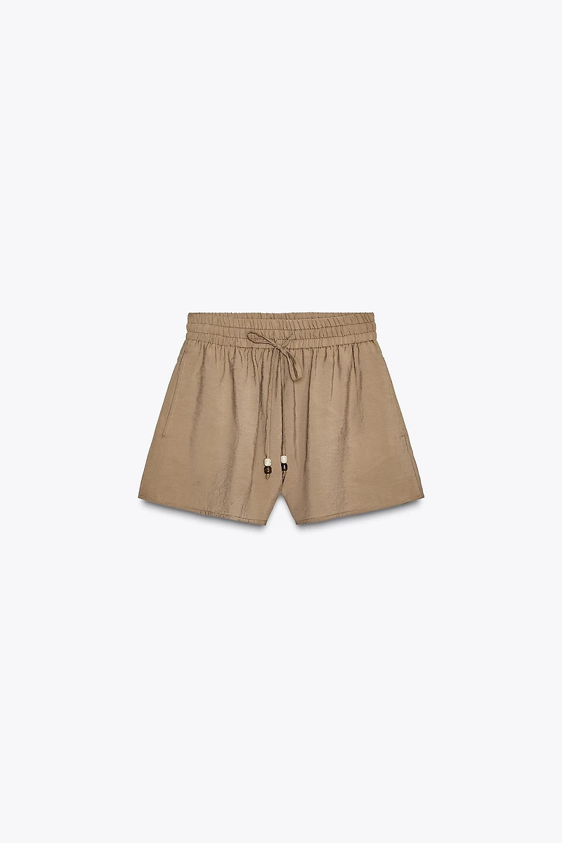 BEADED DRAWSTRING SHORTS