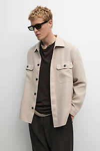 100% linen overshirt with pockets
