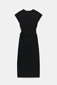 BEADED CUT-OUT KNIT DRESS