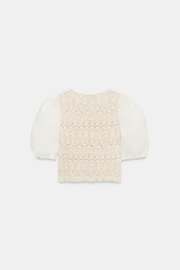 COMBINATION PUFF SLEEVE KNIT JUMPER