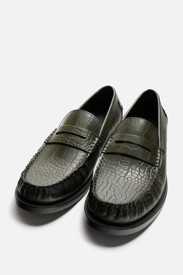 Zara CROCODILE-EFFECT LOAFERS | Place Rosemère