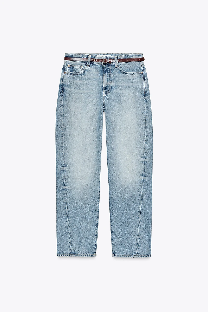 Z1975 NEW MOM FIT HIGH WAIST BELTED JEANS