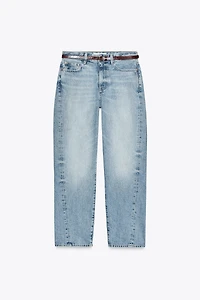 Z1975 NEW MOM FIT HIGH WAIST BELTED JEANS