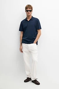 100% cotton V-neck knit polo