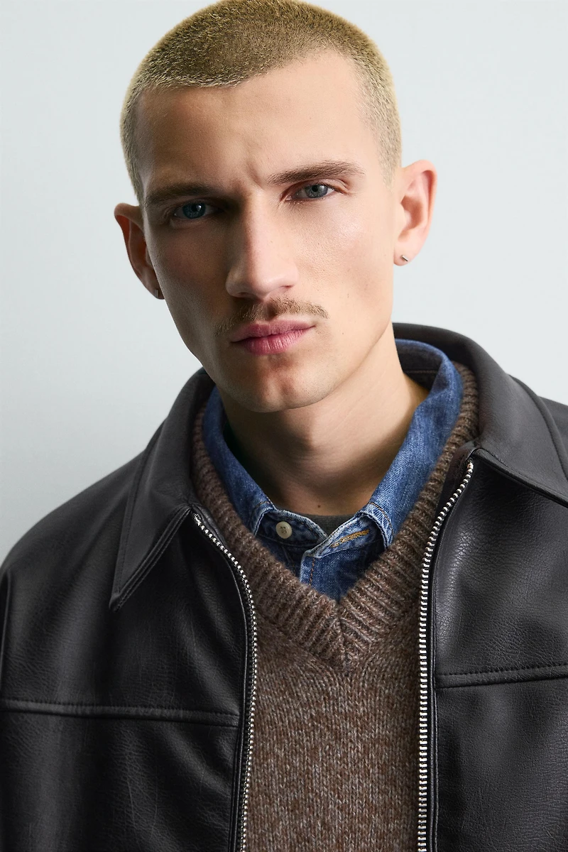 FAUX LEATHER BOMBER JACKET