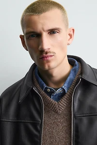 FAUX LEATHER BOMBER JACKET