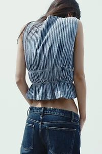 GINGHAM TIE TOP