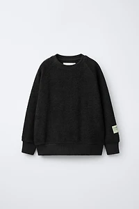 SWEATSHIRT AND WIDE LEG PANTS WITH TEXTURED LABEL SET