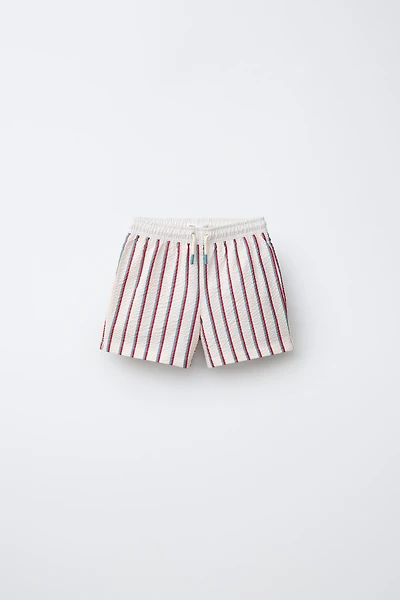 6-14 YEARS/ TEXTURED STRIPE SWIM SHORTS