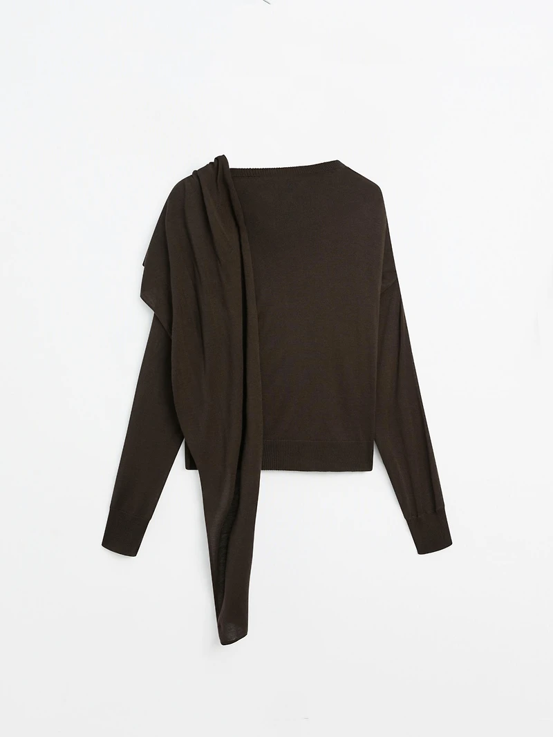 Knit sweater with scarf detail