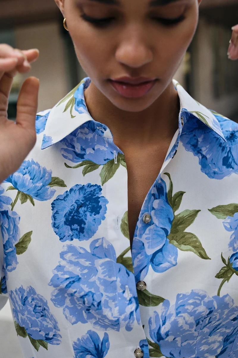 FLORAL PRINT POPLIN SHIRT