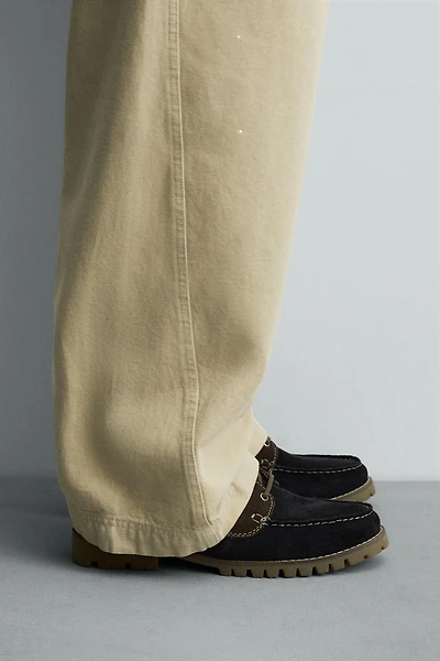 CHAUSSURES BATEAU EN CUIR CONTRASTE