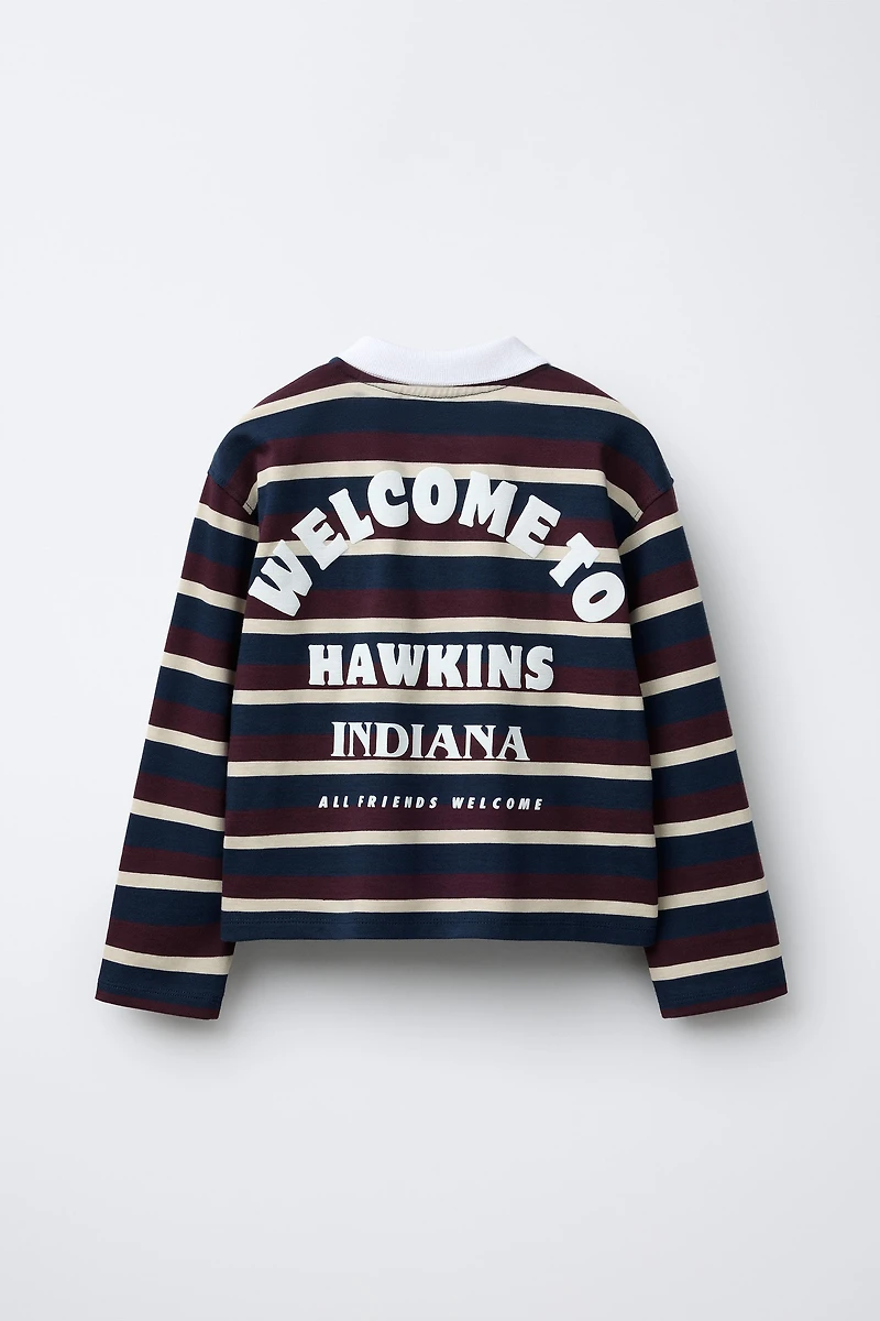 STRIPED STRANGER THINGS © NETFLIX POLO SHIRT