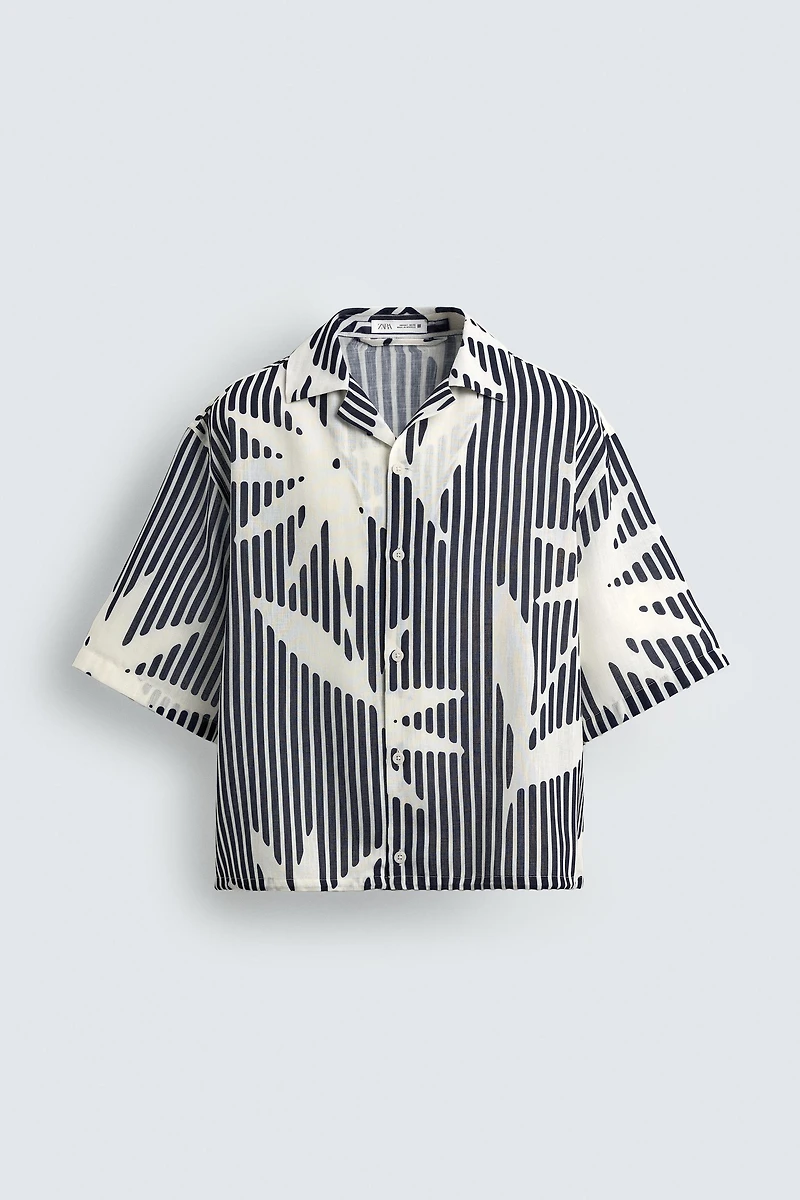 STRIPED PRINT BOXY FIT SHIRT
