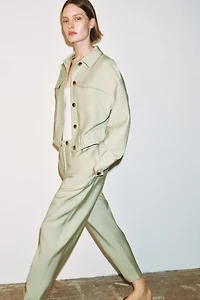 ELASTIC WAIST TAPERED PANTS