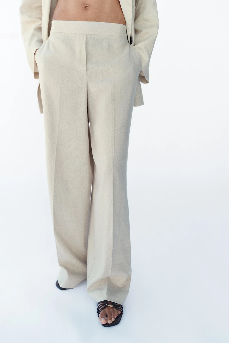 LINEN STRAIGHT LEG PANTS