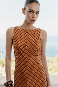 STRIPED OPEN BACK MIDI DRESS