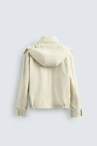 CROPPED FIT HOODED TECHNICAL PARKA