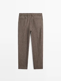 Pantalon à rayures en lin