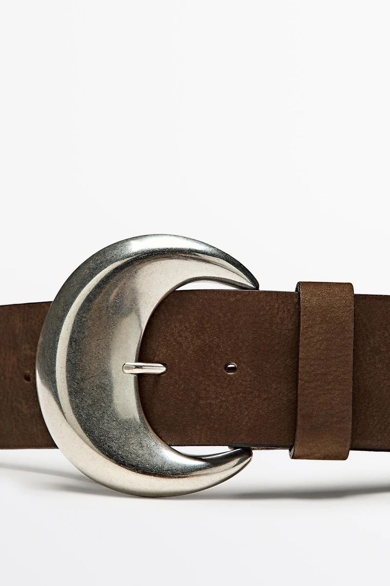 Ceinture détail boucle en cuir nubuck
