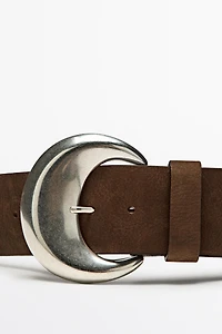 Ceinture détail boucle en cuir nubuck