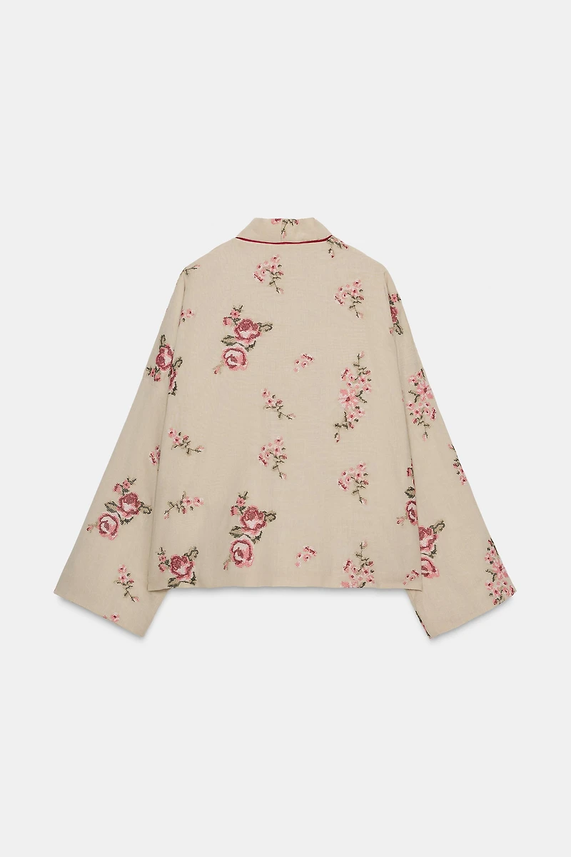 FLORAL EMBROIDERY PADDED JACKET