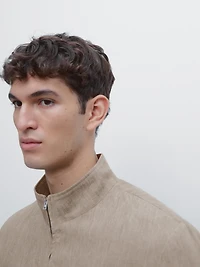 Veste bomber total look lin délavé