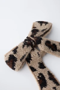 CHOUCHOU NŒUD EN MAILLE ANIMAL PRINT