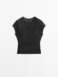 Semi-sheer embroidered top