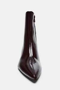 PATENT EFFECT KITTEN HEEL ANKLE BOOTS