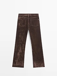 High-waist flocked boot-cut jeans