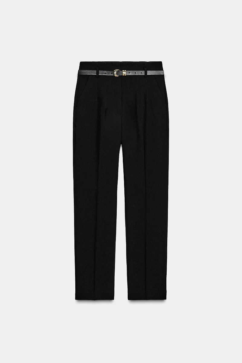 HIGH-WAISTED BELTED PANTS